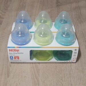Lot Of 6 Nuby Wide Neck Non Drip Bottles 8oz New Bpa Free Boys Multicolor